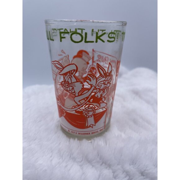 1974 Looney Tunes Porky Pig, Bugs Bunny, Jelly Jar Juice Glass, Elmer Bottom - Picture 4 of 9